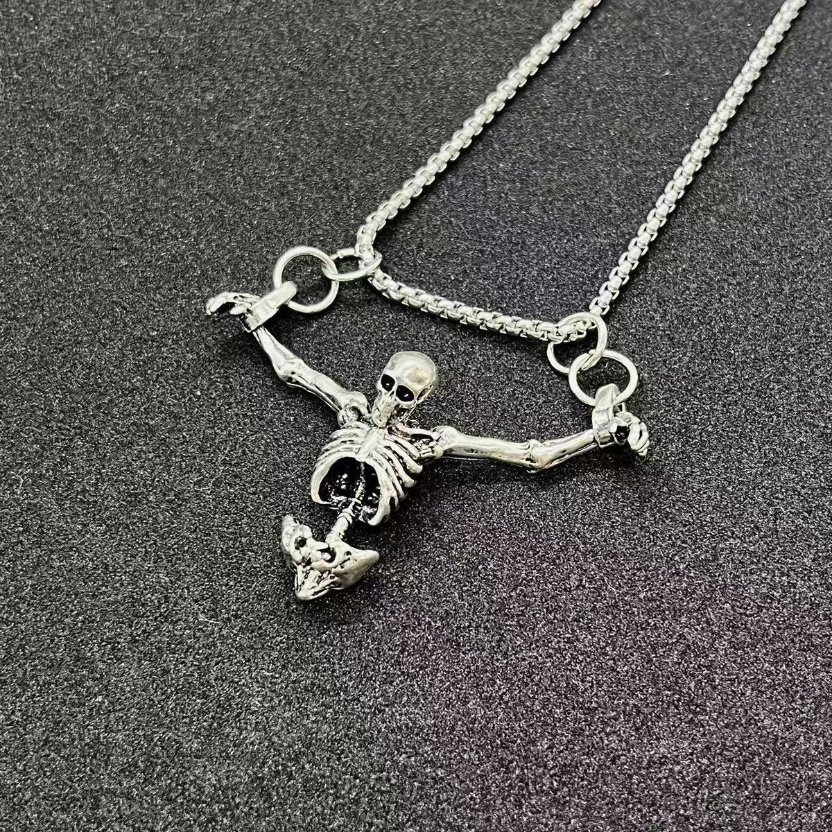 Retro Skull Bone Pendant Necklace