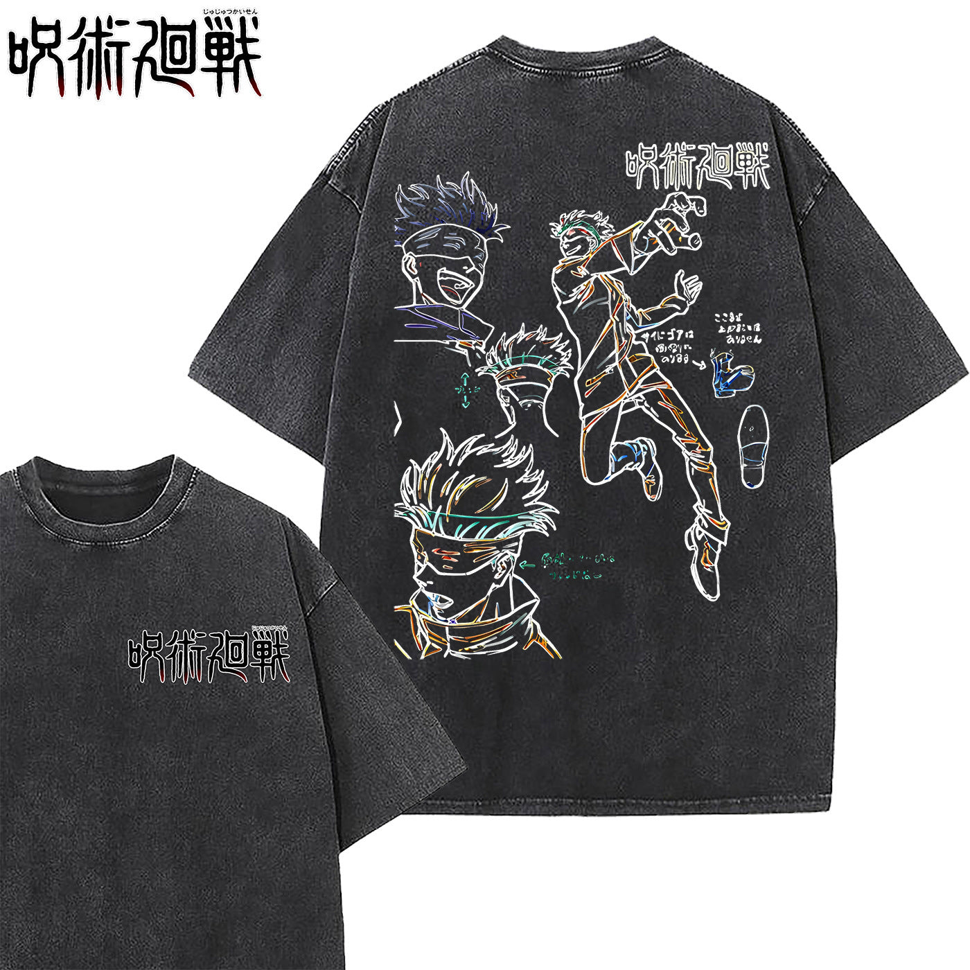 Retro Anime Washed Loose Cotton T-Shirt