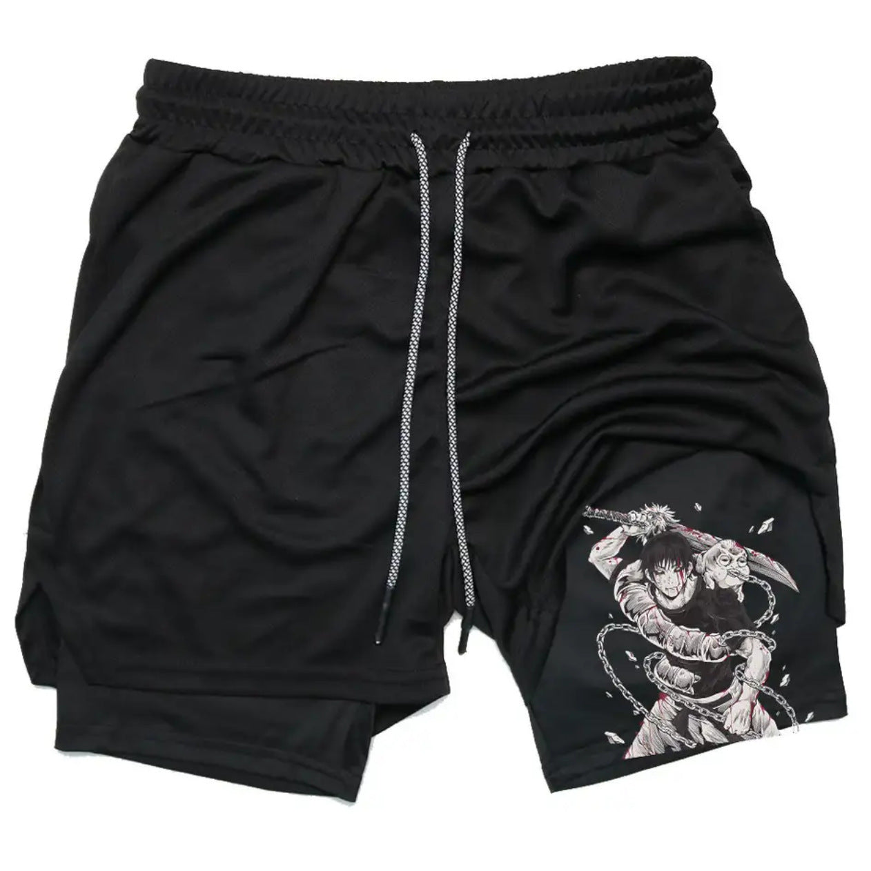 Men's Anime Print Summer Fitness Shorts