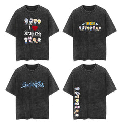 I LOVE SKZ Washed Short-sleeved T-shirt