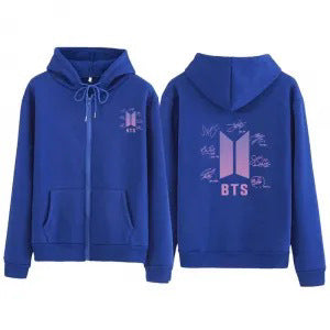 Kpop Graphic Print Hooded Zipper Cardigan