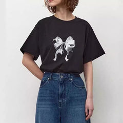 Cute Kpop Bowknot Short Sleeve Tee