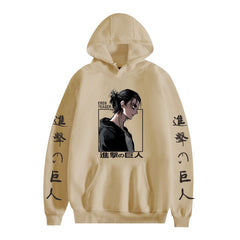 Casual Anime Pattern Print Pocket Drawstring Hoodie