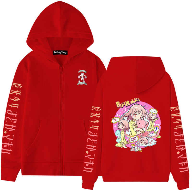 Lovely Girls Anime Print Zipper Hoodie