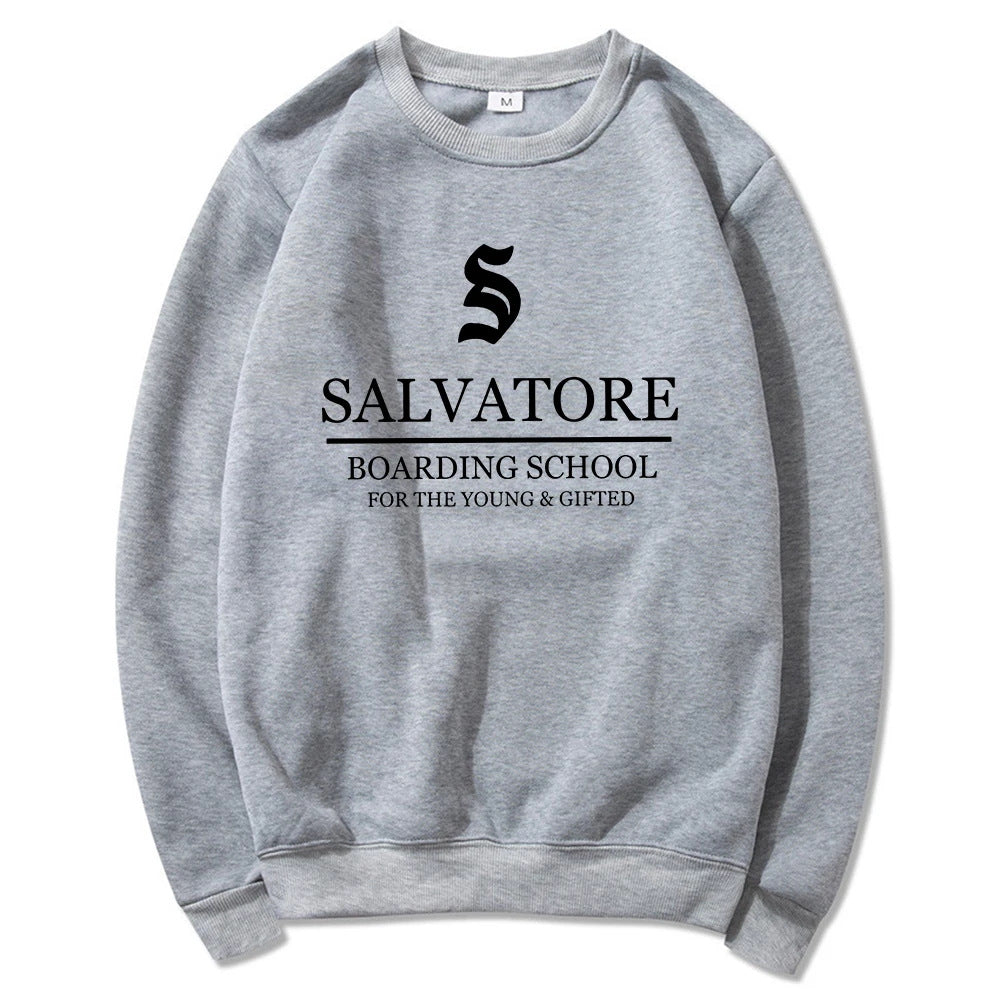 Casual TVD Salvatore Printed Crew Neck Sweatshirt