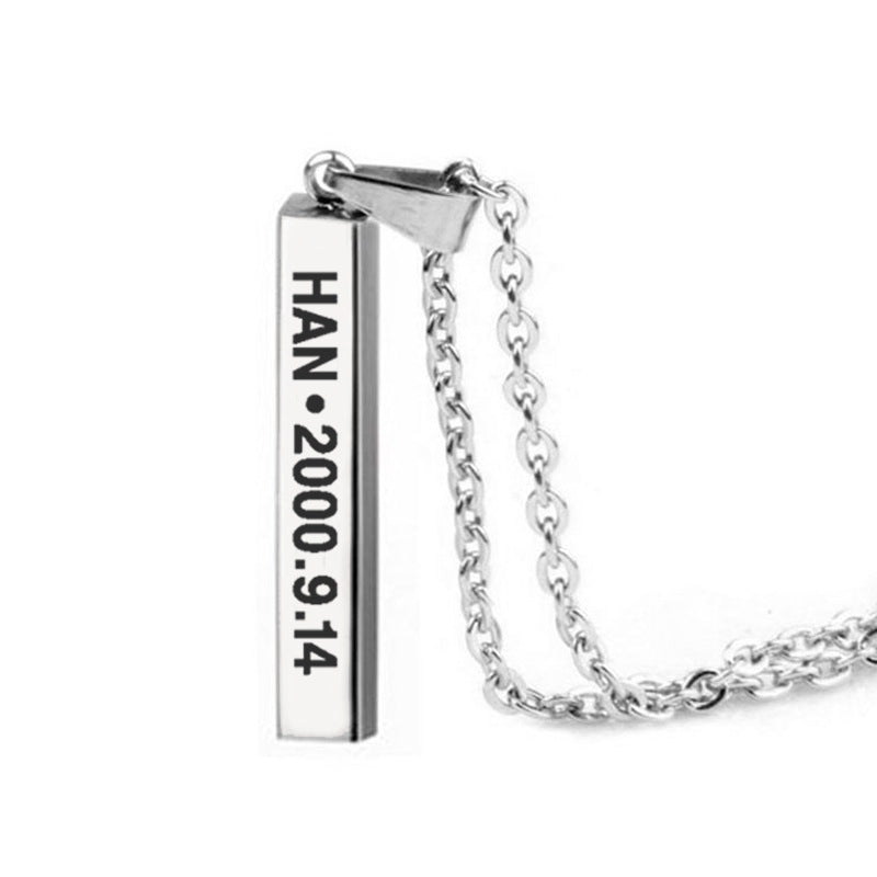 Cool Versatile Name Square Vertical Bar Necklace