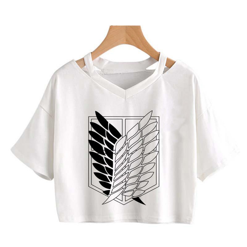 Trendy Women's Anime Print Cropped T-Shirt