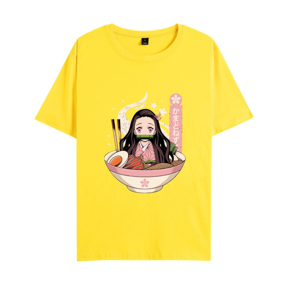 Unisex Anime Printed Crew Neck Loose T-Shirt