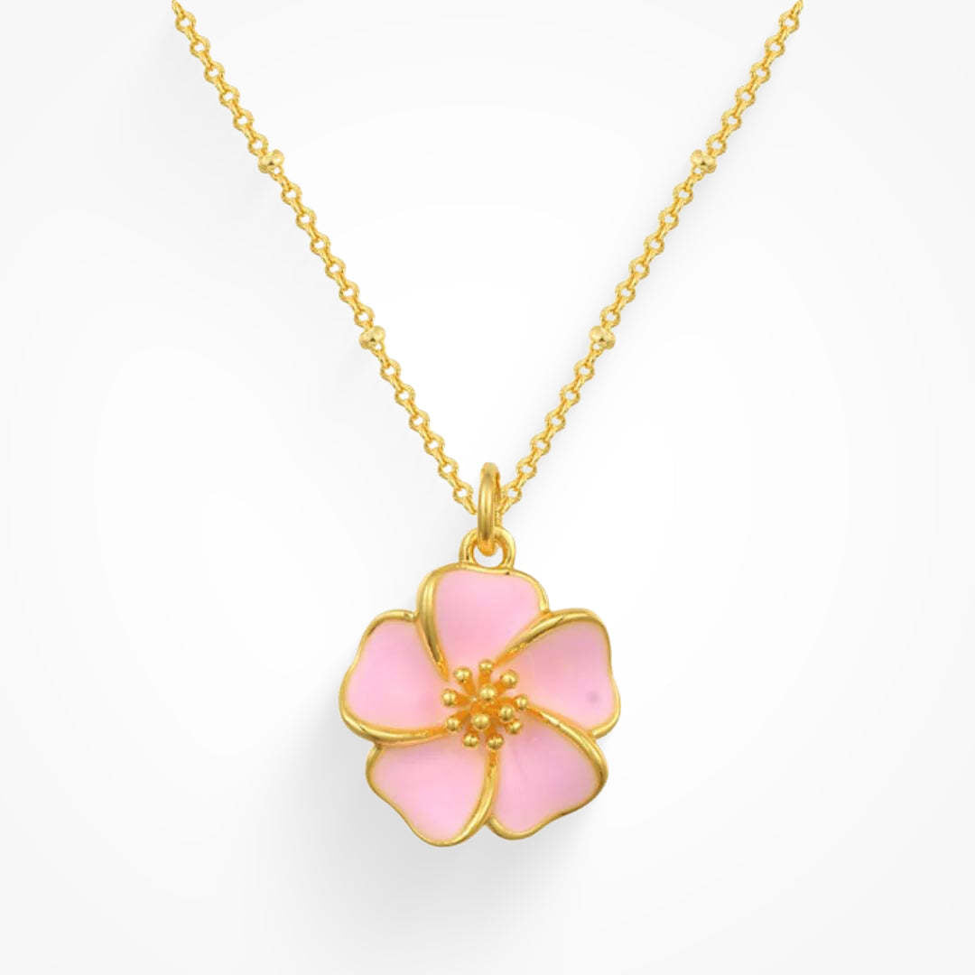 Retro Flower Pearl Pendant Titanium Steel Necklace