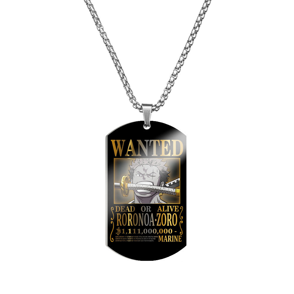 Luffy Wanted Stainless Steel Dog Tag Necklace