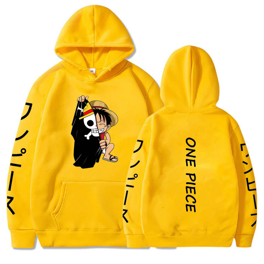 Unisex Luffy Printed Casual Loose Hoodie