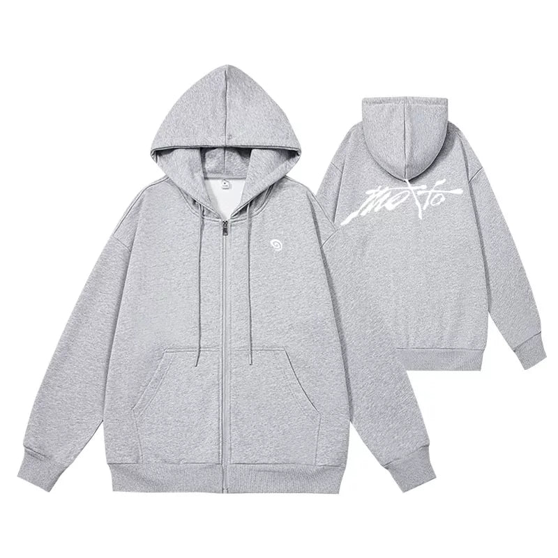 YUNA YEJI Motto Loose Zipper Hoodie