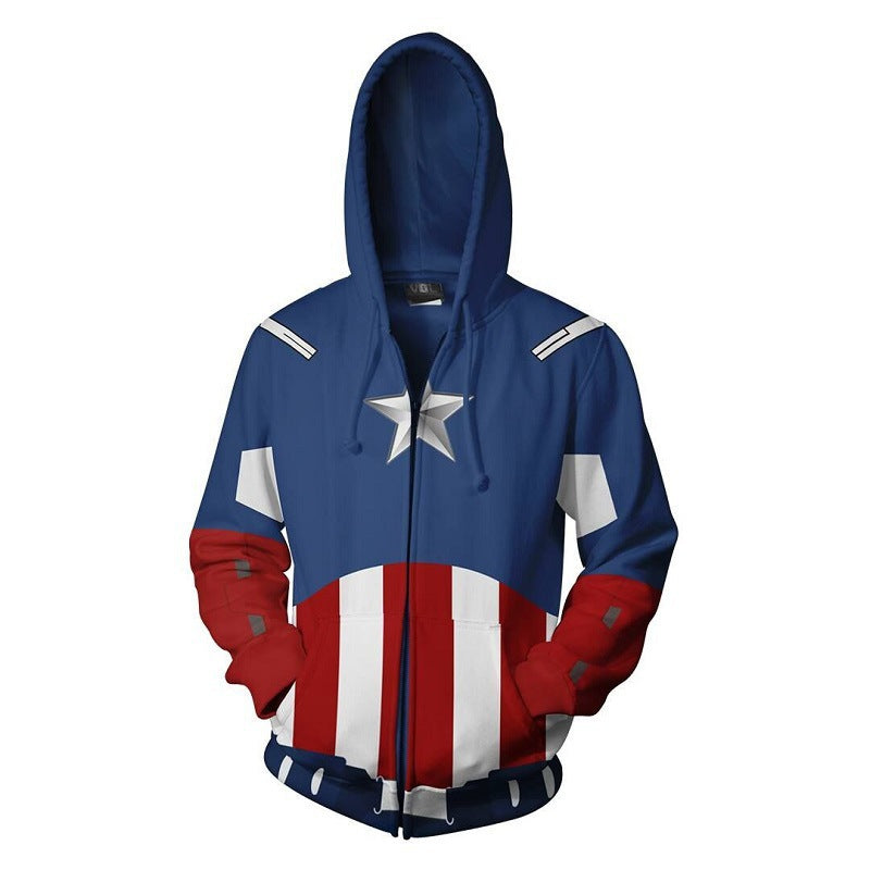 Cool Unisex Captain America Printed Cosplay Hoodie