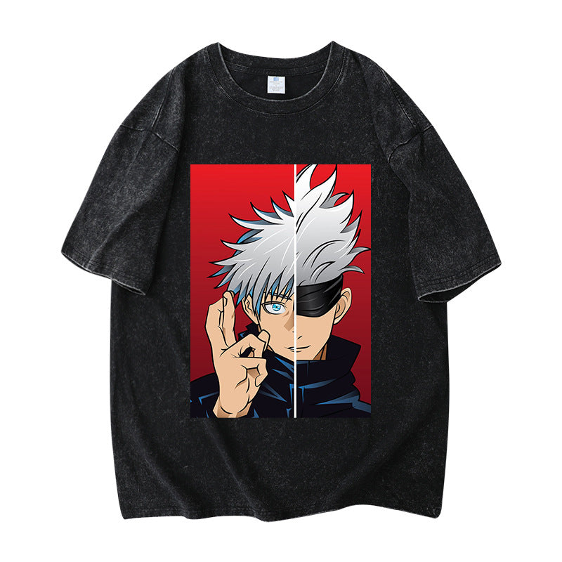 Vintage Washed Trendy Anime Short-sleeved T-shirt