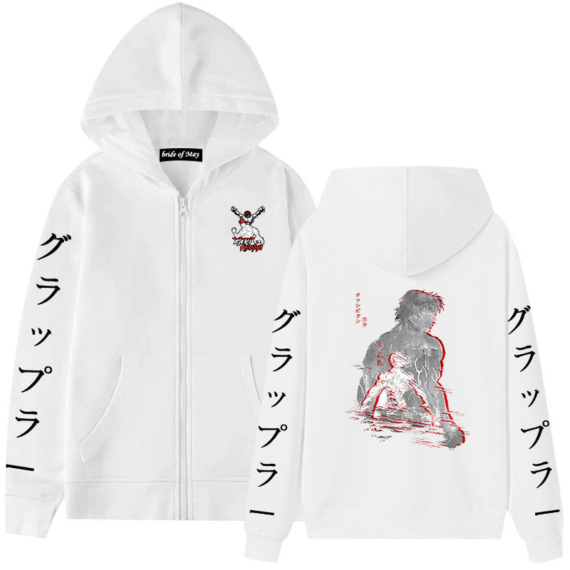 Unisex Casual Baki Anime Zip Up Hoodie