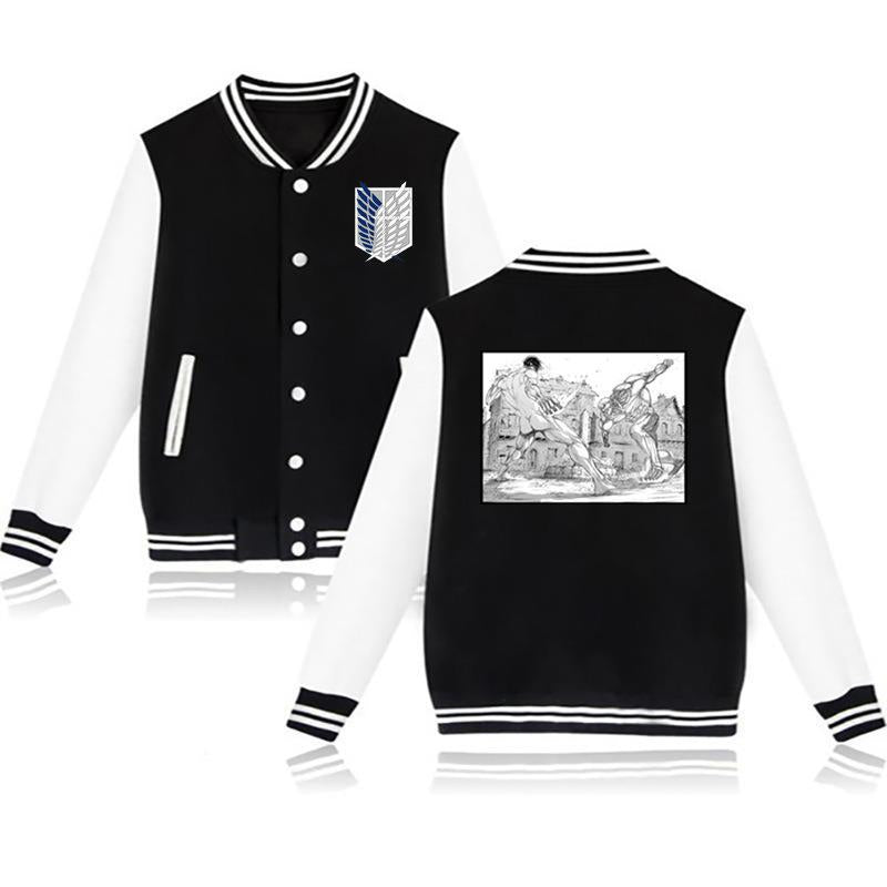 Unisex Anime Logo Printed Baseball Uniform Coat