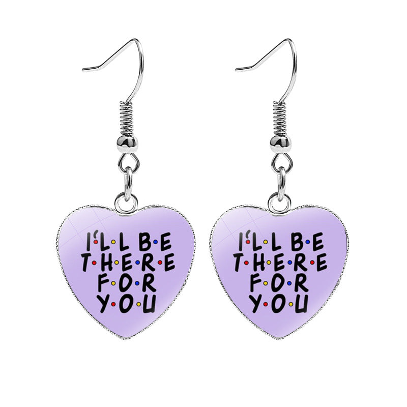 Friends Heart Shape Earrings Jewelry