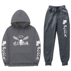 Casual Anime Print Loose Hoodie Pants Tracksuit