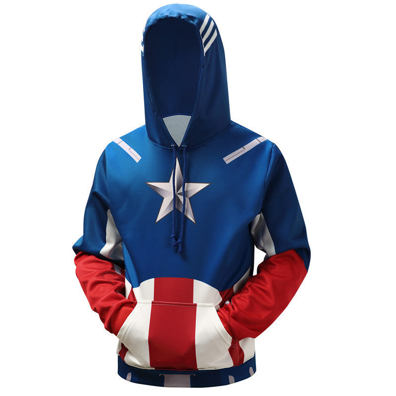 Cool Unisex Captain America Printed Cosplay Hoodie