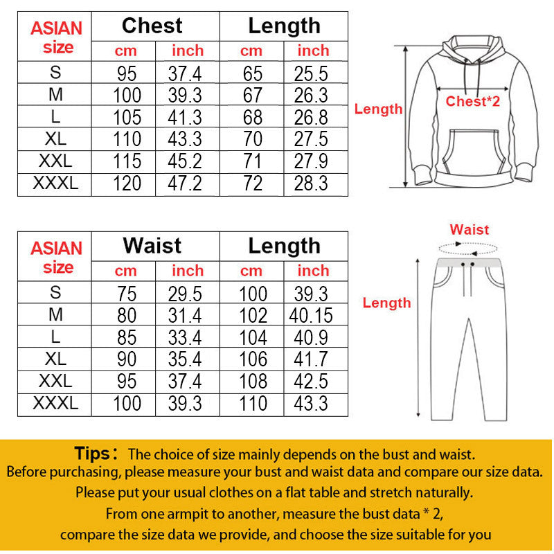 Men's Baki Ainime Hoodie Casual Trousers Suit