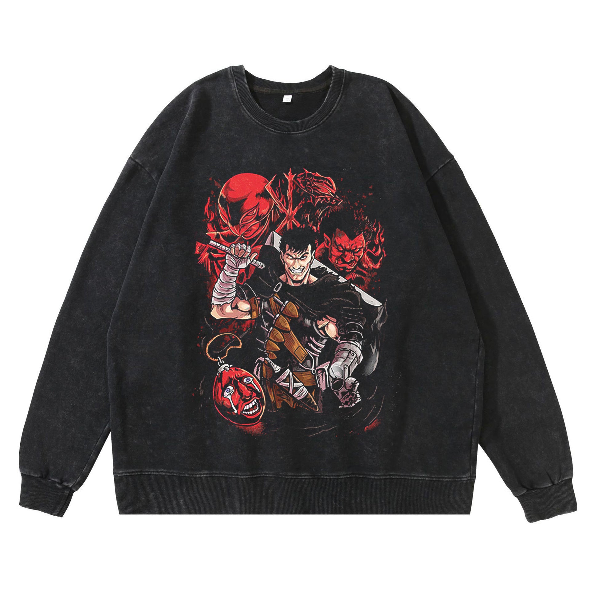 Vintage Anime Washed Crew Neck Sweatshirt