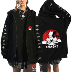 Unisex Anime Kakashi Zip Up Loose Hoodie