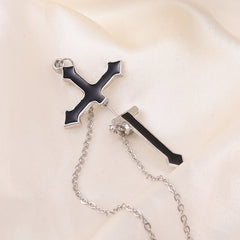 Cool Cross Chain Puncture Earrings