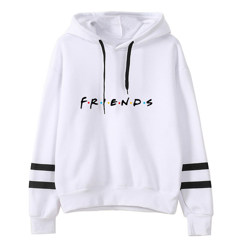 Women's Friends Print Casual Striped Hoodie