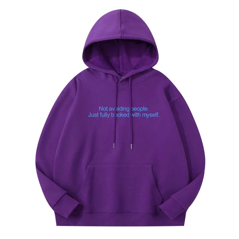 JIWOO Letter Print Cotton Hoodie
