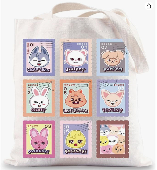 Cute Kpop Pattern Printed One Shoulder Canvas Bag