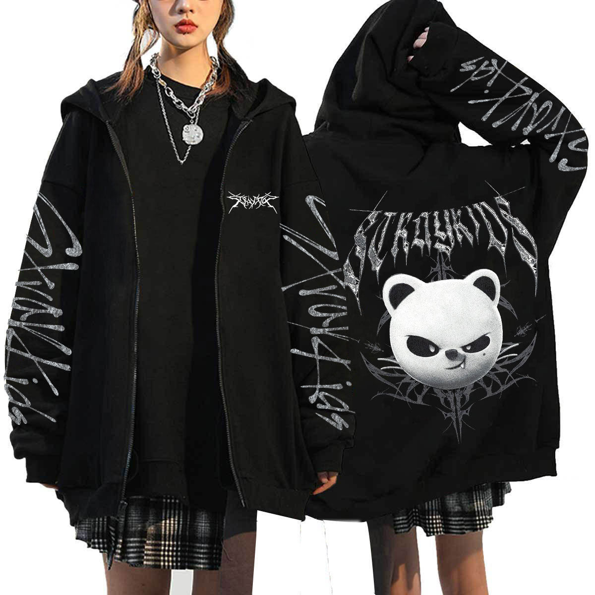 Casual KPOP Dominate Printed Zipper Hoodie