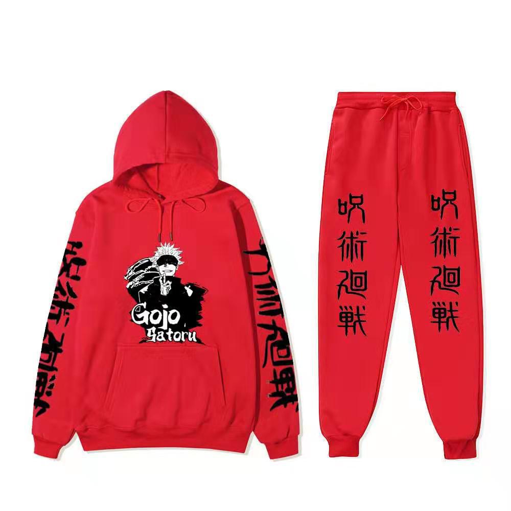 Unisex Gojo Printed Casual Hoodie Sports Pants Set