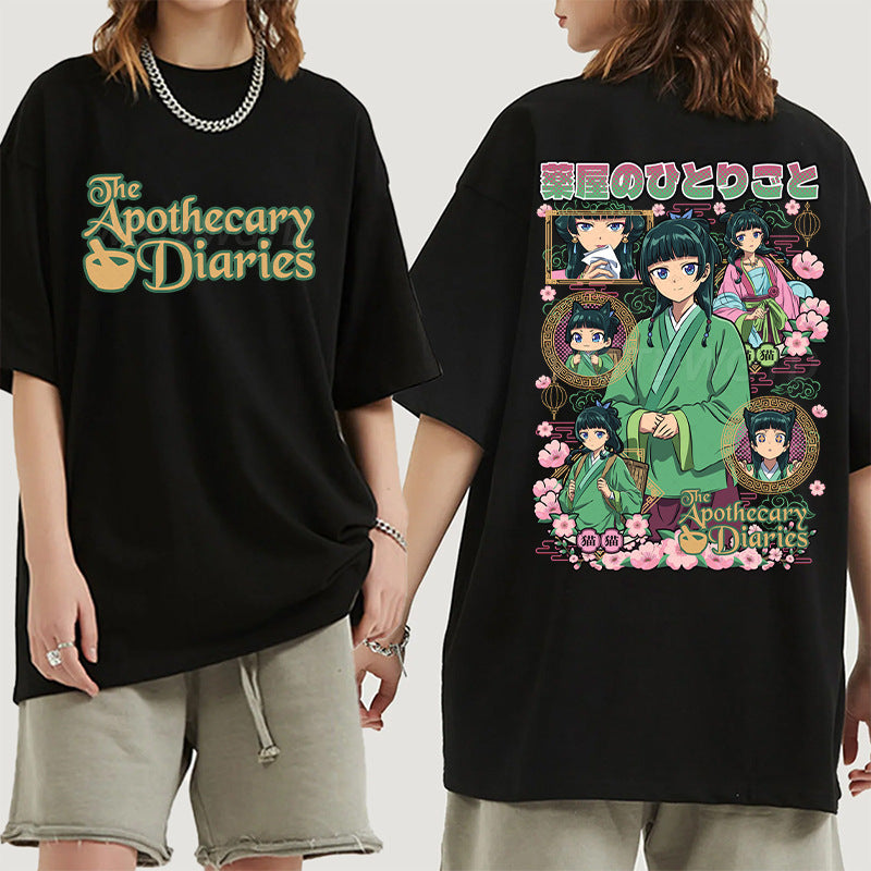 Girl's Anime Round Neck Loose T-shirt