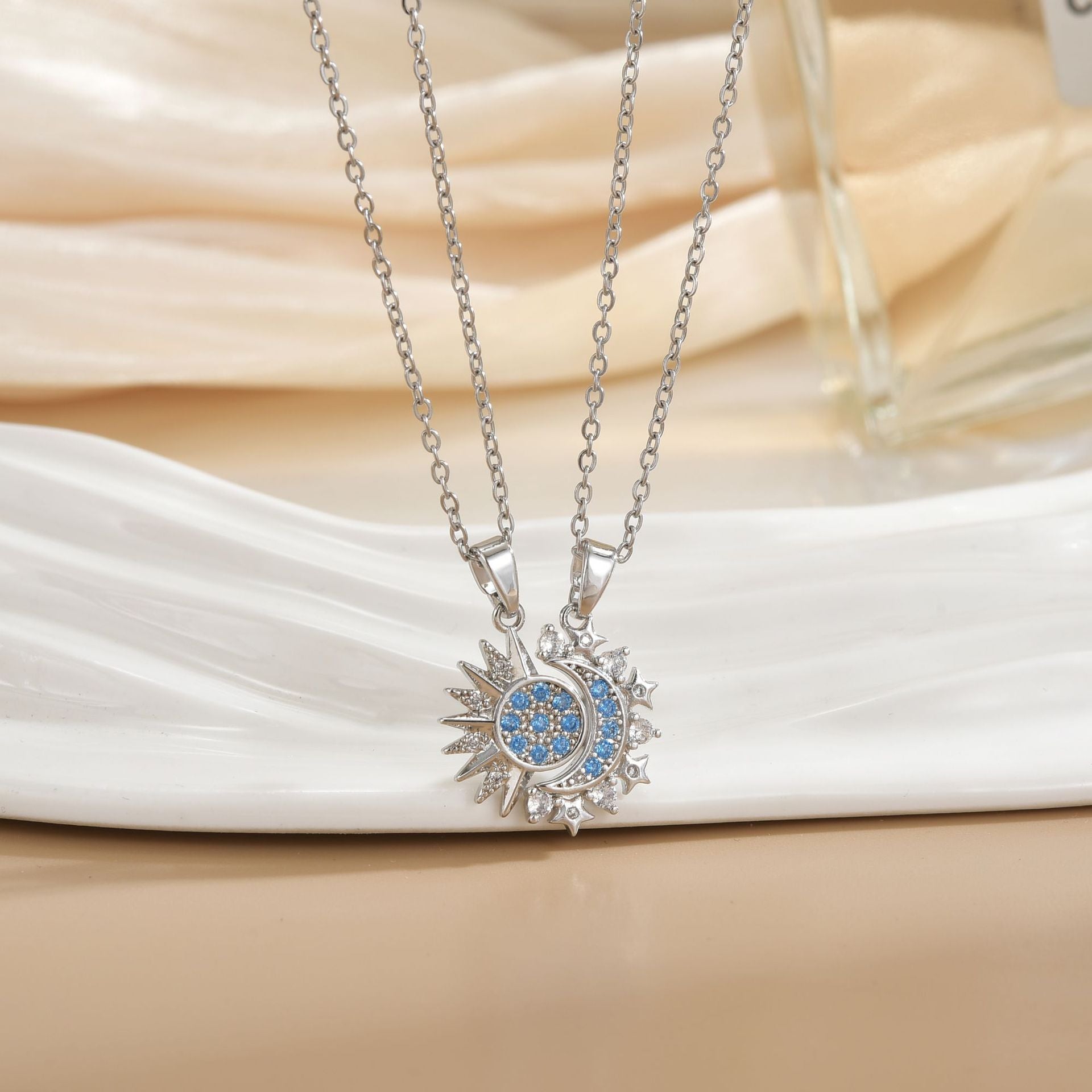 Versatile Magnetic Sun Moon Couple Necklace