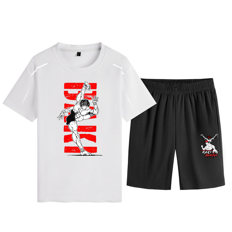 Men's Baki Anime Loose T-Shirt Shorts Suit