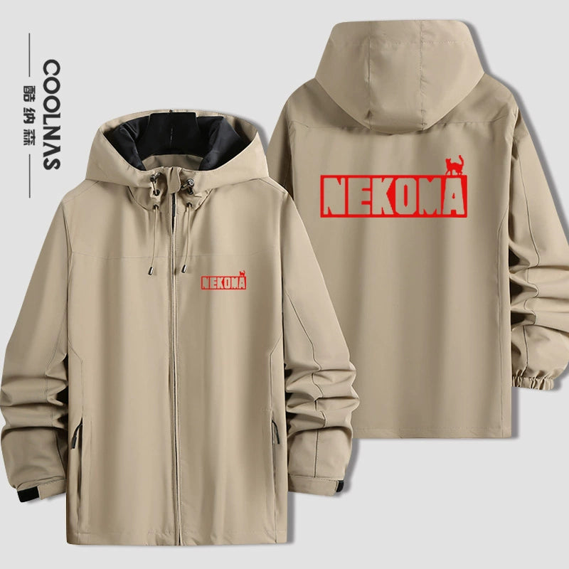 Unisex Anime Nekoma Logo Zipper Jacket