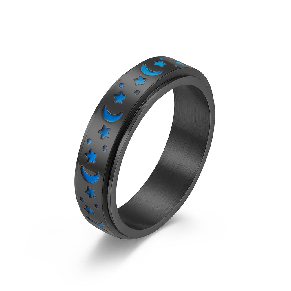 Star Moon Titanium Steel Rotating Ring