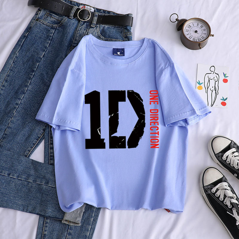 Casual 1D Short-sleeved Cotton T-shirt