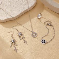 SKZ Compass Necklace Bracelet Ring Earrings Set