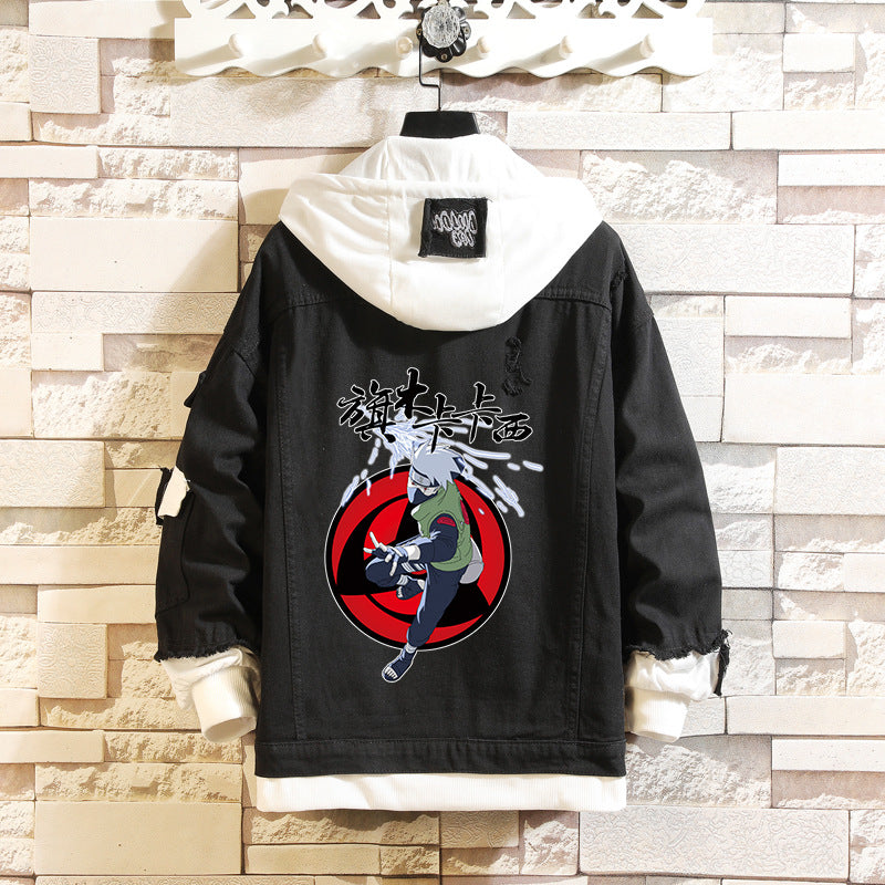 Unisex Kakashi Itachi Hooded Denim Jacket