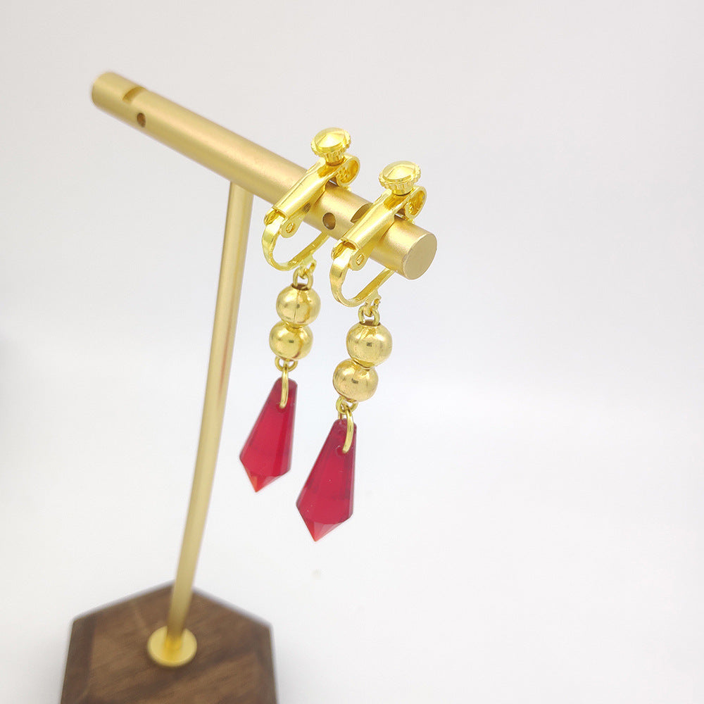 Stylish Game Cos Red Crystal Pendant Earrings