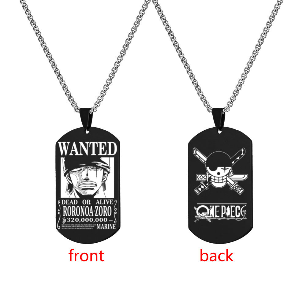 Luffy Wanted Double-sided Dog Tag Necklace