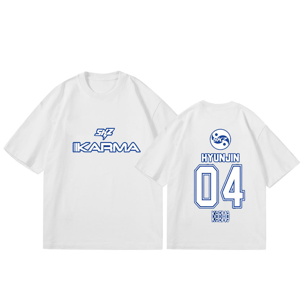 Casual KARMA Album Logo Print Short Sleeve Top