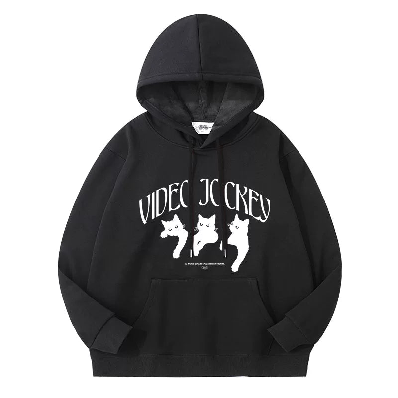 Gaeul ‌Cat Graphic Pullover Cotton Hoodie