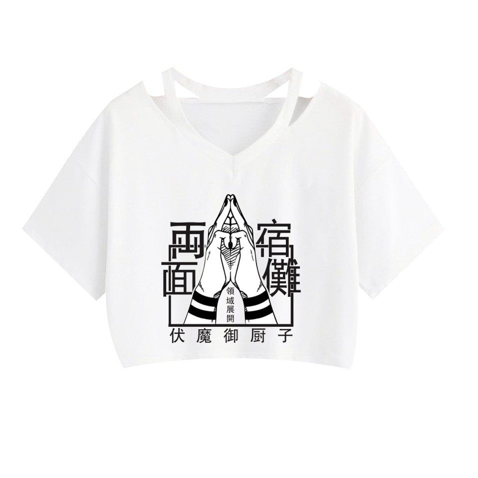 Girls' Anime Sexy Short Sleeve Crop Top