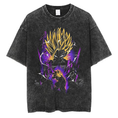 Vintage Washed Anime Print Casual T-shirt