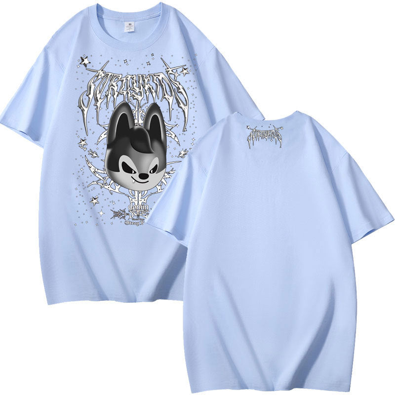 Evil Wolf Chan Print Summer Short Sleeve T-shirt