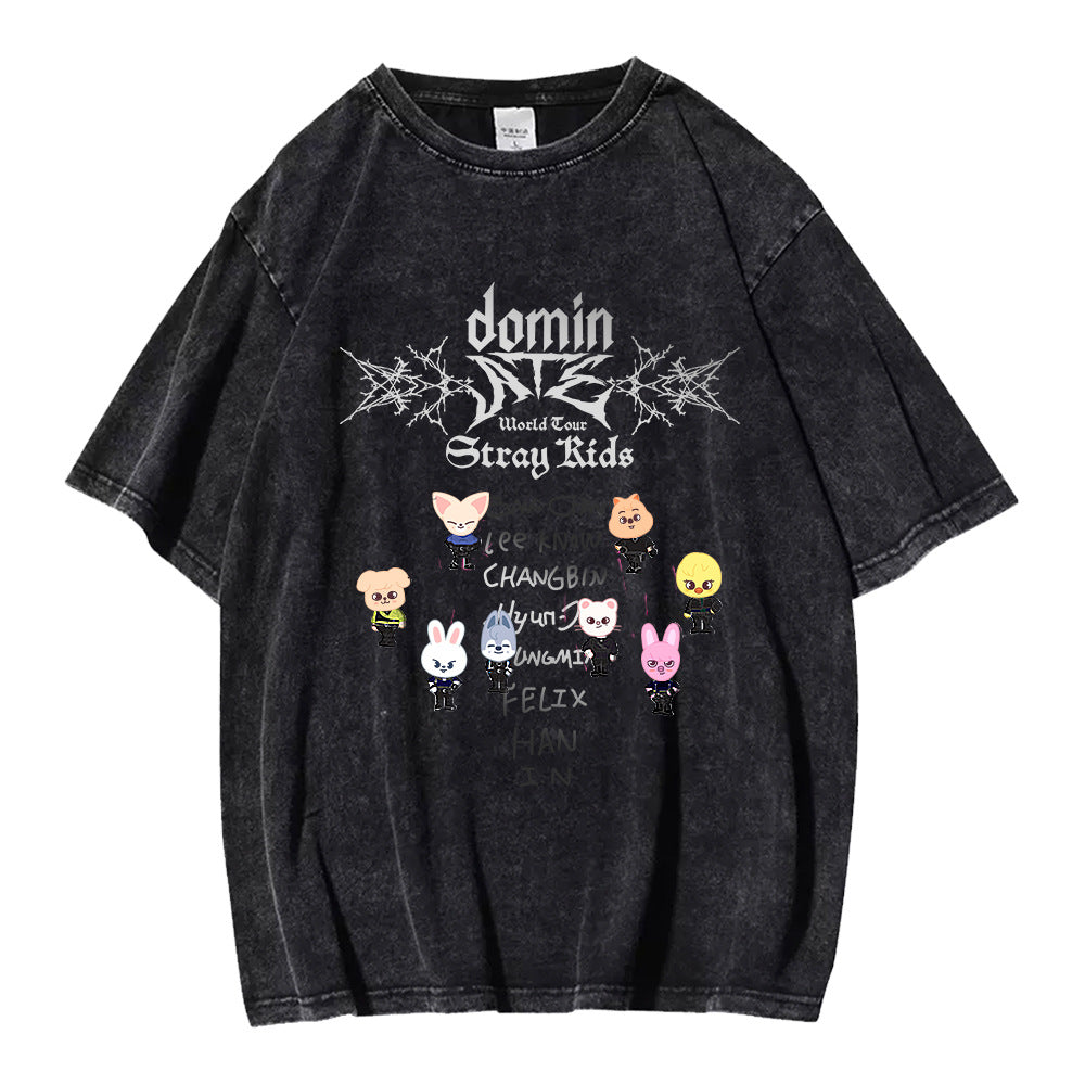 Casual ATE Graphic Kpop Washed T-shirt