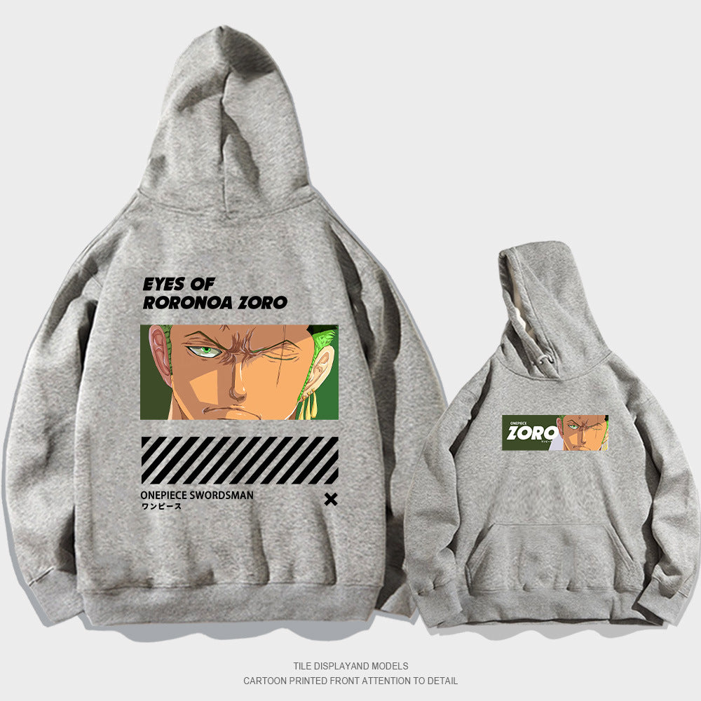 Trendy Anime Zoro Print Loose Hoodie