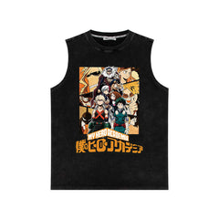 Retro Washed Anime Men's Loose Sleeveless Vest